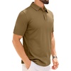 image:imageMens Polo Shirts Tactical Dry Fit Golf Shirt Stretch Casual Tops Tennis  Moisture Wicking Lightweight Breathable Flex Sunglass Loop Pocket Collar Outdoor Sport Camping Hiking Gift TravelBrown