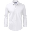 image:imageAlimens amp Gentle Mens Dress Shirt Regular Fit Stretch Stain Shield Long Sleeve Solid Business Wedding Button Down ShirtsWhite