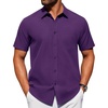 image:imageAlimens amp Gentle Mens Short Sleeve Dress Shirts Wrinkle Free Untucked Casual Button Down ShirtDark Purple