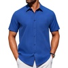 image:imageAlimens amp Gentle Mens Short Sleeve Dress Shirts Wrinkle Free Untucked Casual Button Down ShirtRoyal Blue