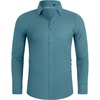 image:imageAlimens amp Gentle Stretch Mens Dress Shirts Slim Fit Long Sleeve Casual Skinny Muscle Fit Wrinkle Free Button Down ShirtBlue Heaven