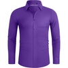 image:imageAlimens amp Gentle Stretch Mens Dress Shirts Slim Fit Long Sleeve Casual Skinny Muscle Fit Wrinkle Free Button Down ShirtPurple