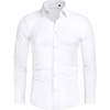 image:imageAlimens amp Gentle Stretch Mens Dress Shirts Slim Fit Long Sleeve Casual Skinny Muscle Fit Wrinkle Free Button Down ShirtWhite