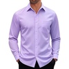 image:imageMens Dress Shirt Long Sleeve Wrinkle Free Stretch Button Down Shirt  Business Casual Solid Top with Pocket Breathable AntiShrink Regular Fit AllSeason Wear Wedding Work Daily Date VacationLavender Purple