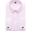 image:imageMens Dress Shirts French Cuff Regular Fit Formal Tuxedo Cufflinks Shirt  French cuff Cufflinks shirt Long sleeve Regular fit for Wedding Prom Business Fathers day Evening Formal occasionTwilled Pink