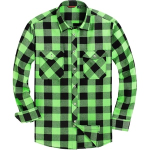 image:imageAlimens amp Gentle Mens Button Down Regular Fit Long Sleeve Plaid Flannel Casual ShirtsBright Green Black Plaid