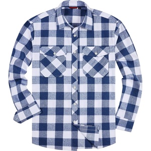 image:imageAlimens amp Gentle Mens Button Down Regular Fit Long Sleeve Plaid Flannel Casual ShirtsDark Bluebeige