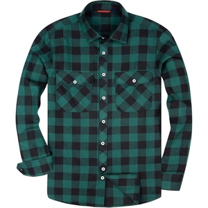 image:imageAlimens amp Gentle Mens Button Down Regular Fit Long Sleeve Plaid Flannel Casual ShirtsGreen Black