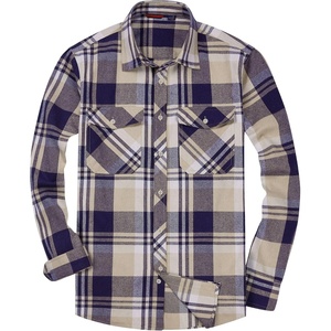 image:imageAlimens amp Gentle Mens Button Down Regular Fit Long Sleeve Plaid Flannel Casual ShirtsNavy Beige