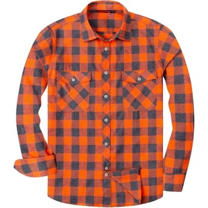 image:imageAlimens amp Gentle Mens Button Down Regular Fit Long Sleeve Plaid Flannel Casual ShirtsOrange Grey