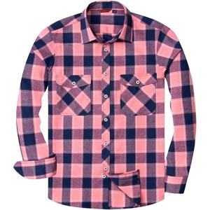 image:imageAlimens amp Gentle Mens Button Down Regular Fit Long Sleeve Plaid Flannel Casual ShirtsPink Navy Plaid