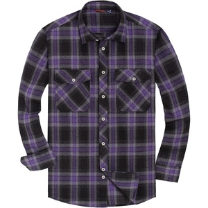 image:imageAlimens amp Gentle Mens Button Down Regular Fit Long Sleeve Plaid Flannel Casual ShirtsPurple Grey Black