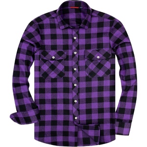 image:imageAlimens amp Gentle Mens Button Down Regular Fit Long Sleeve Plaid Flannel Casual ShirtsPurple Plaid
