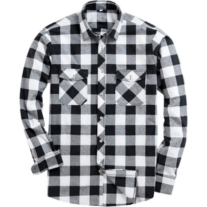 image:imageAlimens amp Gentle Mens Button Down Regular Fit Long Sleeve Plaid Flannel Casual ShirtsWhiteBlack Plaid