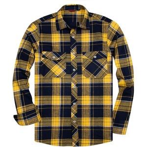 image:imageAlimens amp Gentle Mens Button Down Regular Fit Long Sleeve Plaid Flannel Casual ShirtsYellow Navy Plaid