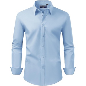 image:imageAlimens amp Gentle Mens Dress Shirt Regular Fit Stretch Stain Shield Long Sleeve Solid Business Wedding Button Down ShirtsLight Blue