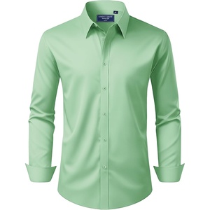 image:imageAlimens amp Gentle Mens Dress Shirt Regular Fit Stretch Stain Shield Long Sleeve Solid Business Wedding Button Down ShirtsSage Green