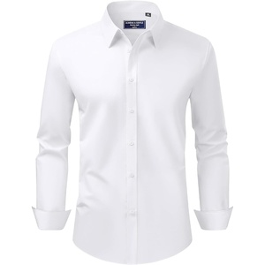 image:imageAlimens amp Gentle Mens Dress Shirt Regular Fit Stretch Stain Shield Long Sleeve Solid Business Wedding Button Down ShirtsWhite