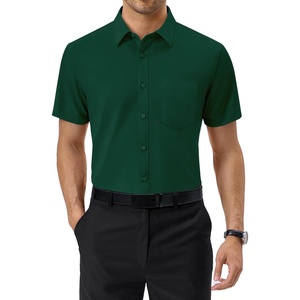 image:imageAlimens amp Gentle Mens Dress Shirt Short Sleeve Pocket Button Down Shirt  SolidWrinkle FreeRegular FitStretchSummerBusinessCasualWeddingPartyOfficeTravelFormalButton UpCollaredDark Green
