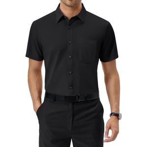 image:imageAlimens amp Gentle Mens Dress Shirt Short Sleeve Pocket Button Down Shirt  SolidWrinkle FreeRegular FitStretchSummerBusinessCasualWeddingPartyOfficeTravelFormalButton UpCollaredBlack