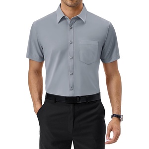 image:imageAlimens amp Gentle Mens Dress Shirt Short Sleeve Pocket Button Down Shirt  SolidWrinkle FreeRegular FitStretchSummerBusinessCasualWeddingPartyOfficeTravelFormalButton UpCollaredCool Grey