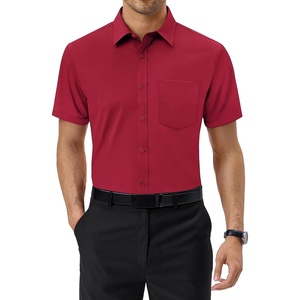 image:imageAlimens amp Gentle Mens Dress Shirt Short Sleeve Pocket Button Down Shirt  SolidWrinkle FreeRegular FitStretchSummerBusinessCasualWeddingPartyOfficeTravelFormalButton UpCollaredRed
