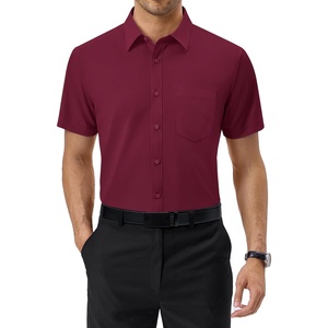 image:imageAlimens amp Gentle Mens Dress Shirt Short Sleeve Pocket Button Down Shirt  SolidWrinkle FreeRegular FitStretchSummerBusinessCasualWeddingPartyOfficeTravelFormalButton UpCollaredBurgundy