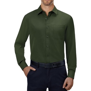 image:imageAlimens amp Gentle Mens Dress Shirts Long Sleeve Stretch Button Down Shirt  Wrinkle FreeRegular FitPocketWeddingCasualBusinessWorkChurchButton Up ShirtCollaredGraduationArmy Green