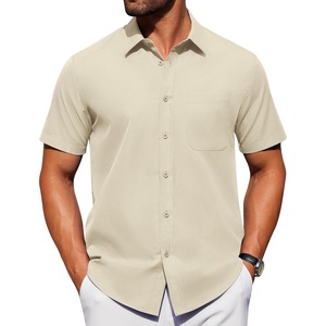 image:imageAlimens amp Gentle Mens Short Sleeve Dress Shirts Wrinkle Free Untucked Casual Button Down ShirtApricot