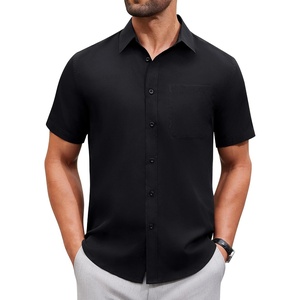image:imageAlimens amp Gentle Mens Short Sleeve Dress Shirts Wrinkle Free Untucked Casual Button Down ShirtBlack