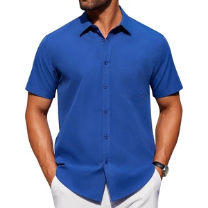 image:imageAlimens amp Gentle Mens Short Sleeve Dress Shirts Wrinkle Free Untucked Casual Button Down ShirtRoyal Blue