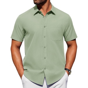 image:imageAlimens amp Gentle Mens Short Sleeve Dress Shirts Wrinkle Free Untucked Casual Button Down ShirtSage Green