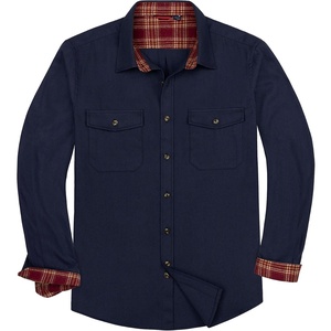 image:imageAlimensampGentle Mens Flannel Shacket Cotton Regular Fit Holiday Outfit  Casual Classic Outfit Cotton Shacket Winter Warmth Family Party Outdoor Regular Fit Pocket Button UpNavy Blue