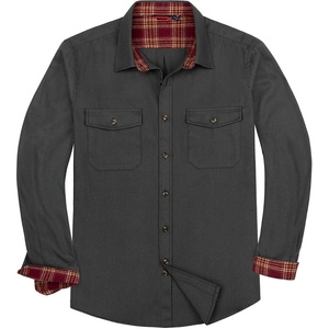 image:imageAlimensampGentle Mens Flannel Shacket Cotton Regular Fit Holiday Outfit  Casual Classic Outfit Cotton Shacket Winter Warmth Family Party Outdoor Regular Fit Pocket Button UpDark Grey