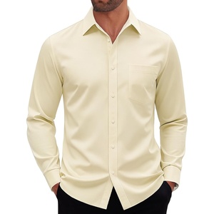 image:imageMens Dress Shirt Long Sleeve Wrinkle Free Stretch Button Down Shirt  Business Casual Solid Top with Pocket Breathable AntiShrink Regular Fit AllSeason Wear Wedding Work Daily Date VacationYellow