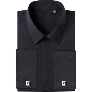 image:imageMens Dress Shirts French Cuff Regular Fit Formal Tuxedo Cufflinks Shirt  French cuff Cufflinks shirt Long sleeve Regular fit for Wedding Prom Business Fathers day Evening Formal occasionBlack
