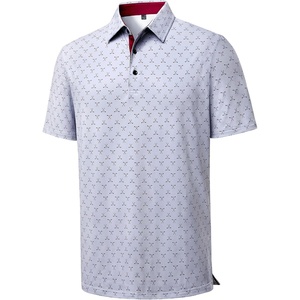image:imageMens Polo Shirts Dry Fit Breathable Printed Golf Shirt Summer  Dry Fit Stretch Moisture Wicking Upf Lightweight Pattern Casual Business Tennis Sport Beach Holiday Party GiftLight Gray Golf