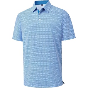 image:imageMens Polo Shirts Dry Fit Breathable Printed Golf Shirt Summer  Dry Fit Stretch Moisture Wicking Upf Lightweight Pattern Casual Business Tennis Sport Beach Holiday Party GiftWhite Blue
