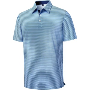 image:imageMens Polo Shirts Dry Fit Breathable Printed Golf Shirt Summer  Dry Fit Stretch Moisture Wicking Upf Lightweight Pattern Casual Business Tennis Sport Beach Holiday Party GiftBlue Stripe