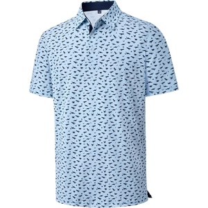 image:imageMens Polo Shirts Dry Fit Breathable Printed Golf Shirt Summer  Dry Fit Stretch Moisture Wicking Upf Lightweight Pattern Casual Business Tennis Sport Beach Holiday Party GiftLight Blue Dinosaur