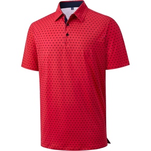 image:imageMens Polo Shirts Dry Fit Breathable Printed Golf Shirt Summer  Dry Fit Stretch Moisture Wicking Upf Lightweight Pattern Casual Business Tennis Sport Beach Holiday Party GiftRed Black Dots