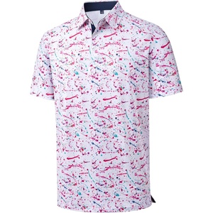 image:imageMens Polo Shirts Dry Fit Breathable Printed Golf Shirt Summer  Dry Fit Stretch Moisture Wicking Upf Lightweight Pattern Casual Business Tennis Sport Beach Holiday Party GiftWhite Color