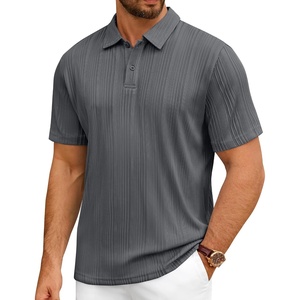 image:imageMens Polo Shirts Short Sleeve Knit Stretch Lightweight Casual Summer Shirt  Breathable Wrinkle Free No Shrinkage No Deformation Knit Pleated Textured Design Regular Fit Vacation Wedding BusinessGrey