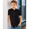 image:imageAlimens amp Gentle Boys Short Sleeve Dress Shirts Wrinkle Free Solid Casual Button Down Shirts with PocketBlack