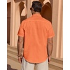 image:imageAlimens amp Gentle Mens Cotton Linen Short Sleeve Shirts Casual Solid Button Down Shirt Beach Summer Vacation Tops Orange 3XL