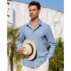 image:imageAlimens amp Gentle Mens Cuban Guayabera Shirt Button Down Long Sleeve Summer Beach03grey Blue