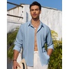 image:imageAlimens amp Gentle Mens Cuban Guayabera Shirt Button Down Long Sleeve Summer Beach03grey Blue