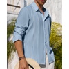 image:imageAlimens amp Gentle Mens Cuban Guayabera Shirt Button Down Long Sleeve Summer Beach03grey Blue
