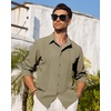 image:imageAlimens amp Gentle Mens Cuban Guayabera Shirt Button Down Long Sleeve Summer Beach05army Green