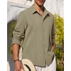 image:imageAlimens amp Gentle Mens Cuban Guayabera Shirt Button Down Long Sleeve Summer Beach05army Green